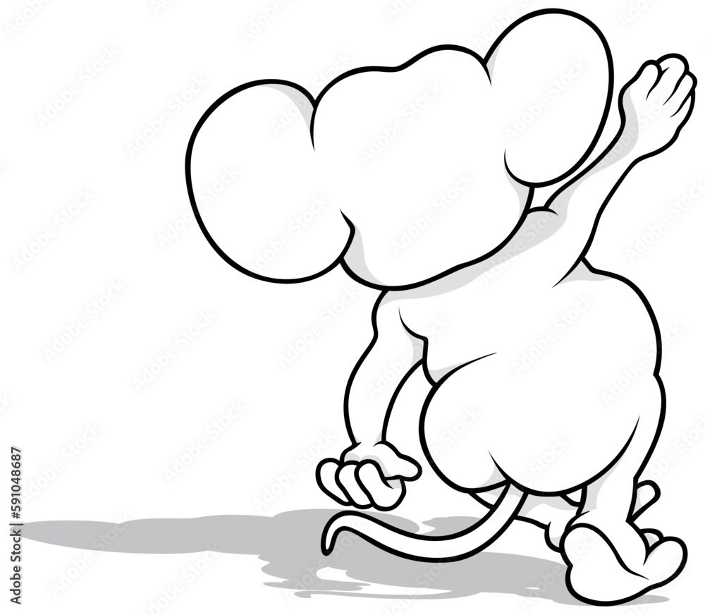 Drawing of a Cute Mouse from the Back Drawing of a Cute Mouse from the Back