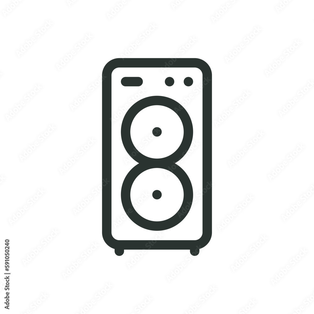 Gaming computer case isolated icon, modern PC case with fans vector icon with editable stroke Gaming computer case isolated icon, modern PC case with fans vector icon with editable stroke
