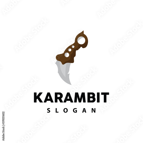 Kerambit Logo, Indonesia Fighting Weapon Vector, Ninja Fighting Tool Simple Design, Template Illustration Symbol Icon