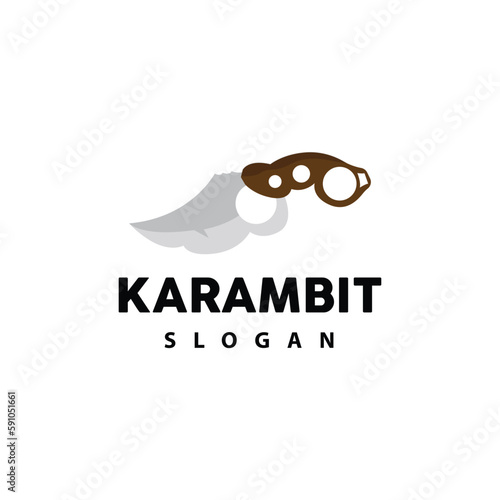 Kerambit Logo, Indonesia Fighting Weapon Vector, Ninja Fighting Tool Simple Design, Template Illustration Symbol Icon