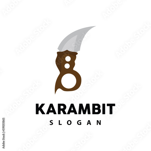 Kerambit Logo, Indonesia Fighting Weapon Vector, Ninja Fighting Tool Simple Design, Template Illustration Symbol Icon