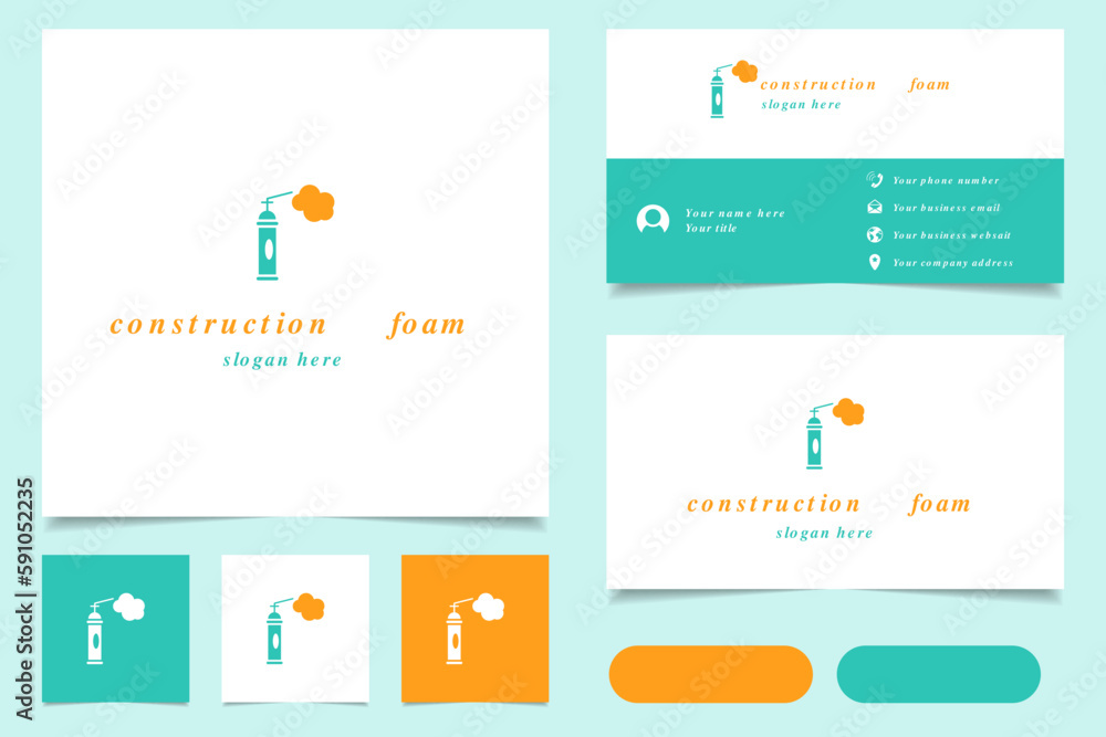 Construction foam logo design with editable slogan. Branding book and business card template. Construction foam logo design with editable slogan. Branding book and business card template.