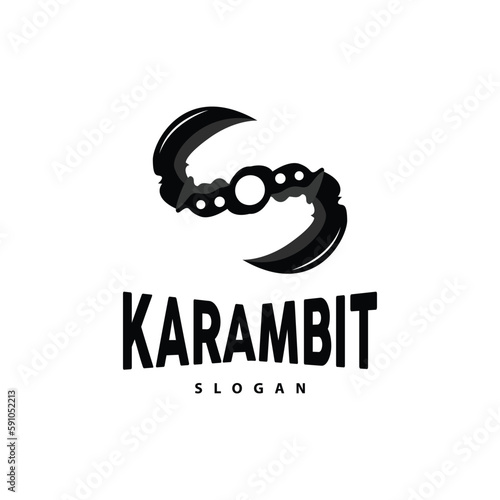 Kerambit Logo, Indonesia Fighting Weapon Vector, Ninja Fighting Tool Simple Design, Template Illustration Symbol Icon