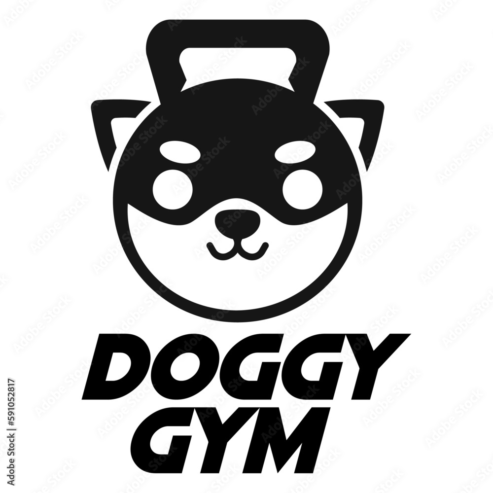 Φωτογραφία Modern vector flat design simple minimalist logo template of dog gym fitness head mascot character vector collection for brand, emblem, label, badge