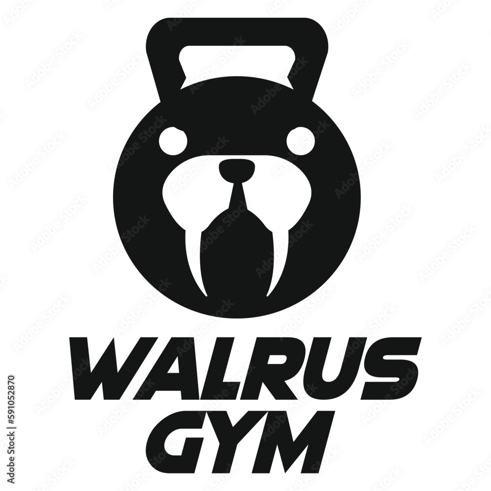 Φωτογραφία Modern vector flat design simple minimalist logo template of walrus gym fitness head mascot character vector collection for brand, emblem, label, badge
