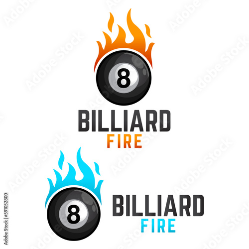 Modern vector flat design simple minimalist logo template of fire billiard vector for brand, emblem, label, badge. Isolated on white background.