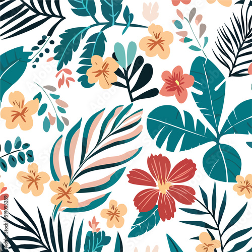beautiful Tropical seamless floral pattern vector illustration