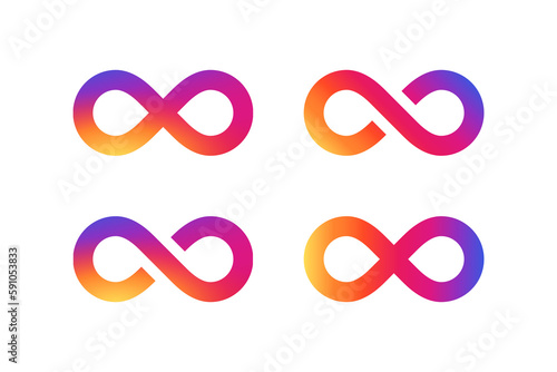 Canvastavla Set infinity symbols with smooth gradient isolated PNG