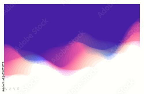 Fototapeta Naklejka Na Ścianę i Meble -  Abstract background. Realistic landscape with waves. Water surface. Mountains. 3D vector illustration for brochure, poster, presentation, flyer, cover or banner.