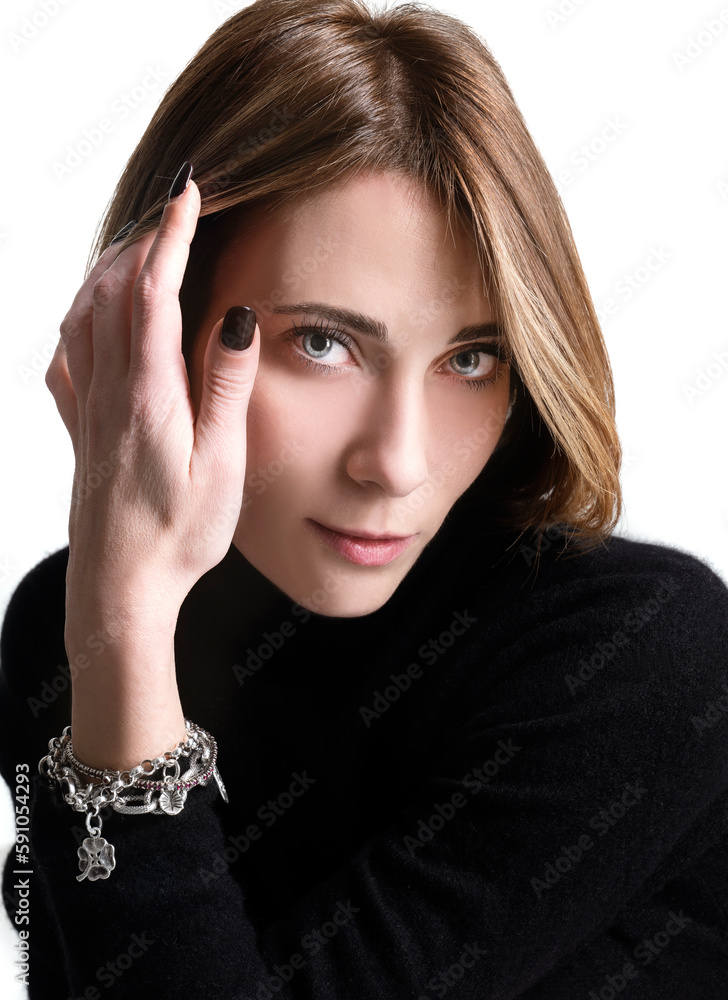Donna con mano sul volto Donna con mano sul volto