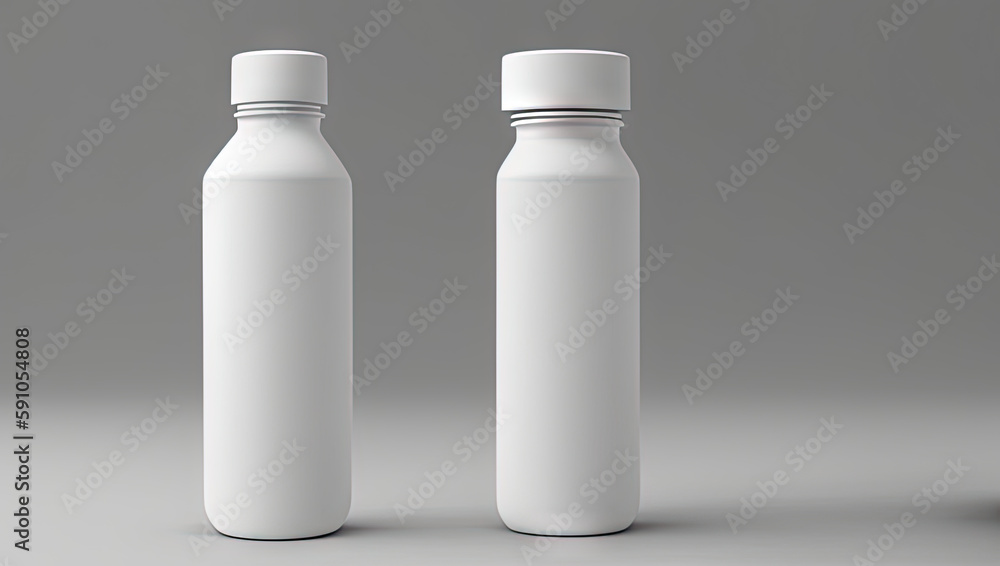 Clean and Minimalist Water Bottle Mockup with White Labels Generative AI Clean and Minimalist Water Bottle Mockup with White Labels Generative AI