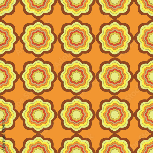 Vector retro seamless pattern of the 70s. Aesthetic style of the 60s and 70s.