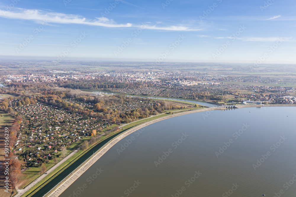 Aerial view over the city center