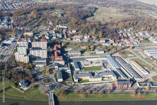 Aerial view over the city center