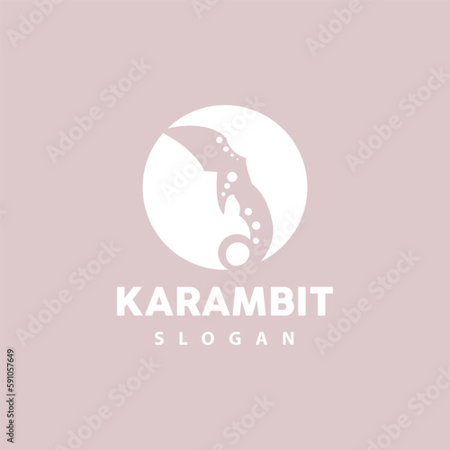 Kerambit Logo, Indonesia Fighting Weapon Vector, Ninja Fighting Tool Simple Design, Template Illustration Symbol Icon