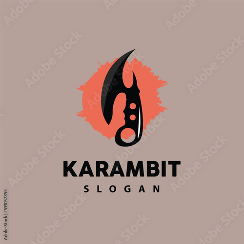 Kerambit Logo, Indonesia Fighting Weapon Vector, Ninja Fighting Tool Simple Design, Template Illustration Symbol Icon