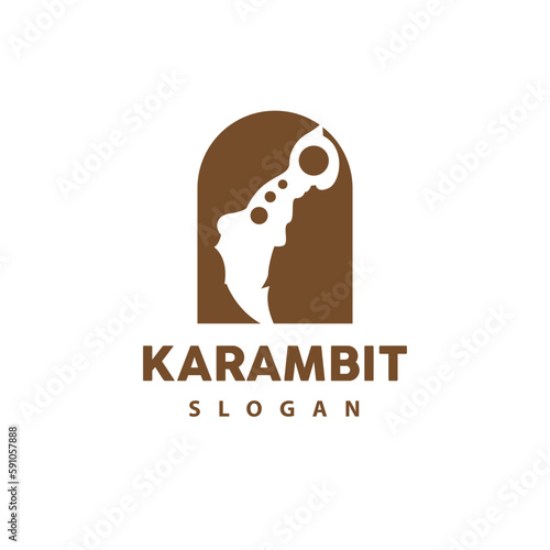 Kerambit Logo, Indonesia Fighting Weapon Vector, Ninja Fighting Tool Simple Design, Template Illustration Symbol Icon