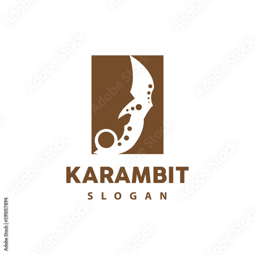 Kerambit Logo, Indonesia Fighting Weapon Vector, Ninja Fighting Tool Simple Design, Template Illustration Symbol Icon