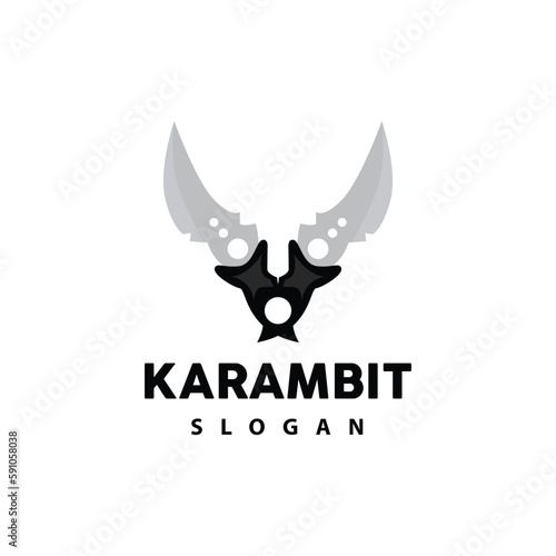 Kerambit Logo, Indonesia Fighting Weapon Vector, Ninja Fighting Tool Simple Design, Template Illustration Symbol Icon