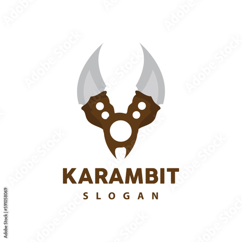 Kerambit Logo, Indonesia Fighting Weapon Vector, Ninja Fighting Tool Simple Design, Template Illustration Symbol Icon