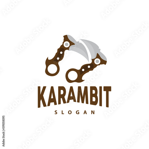 Kerambit Logo, Indonesia Fighting Weapon Vector, Ninja Fighting Tool Simple Design, Template Illustration Symbol Icon