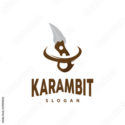 Kerambit Logo, Indonesia Fighting Weapon Vector, Ninja Fighting Tool Simple Design, Template Illustration Symbol Icon