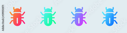 Bug solid icon in gradient colors. Virus signs vector illustration.