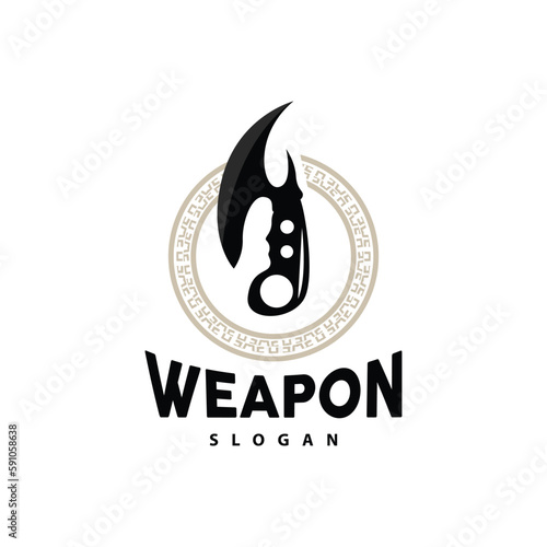 Kerambit Logo, Indonesia Fighting Weapon Vector, Ninja Fighting Tool Simple Design, Template Illustration Symbol Icon
