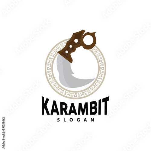 Kerambit Logo, Indonesia Fighting Weapon Vector, Ninja Fighting Tool Simple Design, Template Illustration Symbol Icon