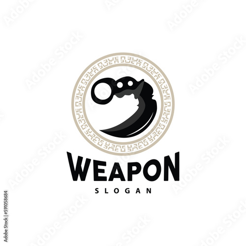 Kerambit Logo, Indonesia Fighting Weapon Vector, Ninja Fighting Tool Simple Design, Template Illustration Symbol Icon