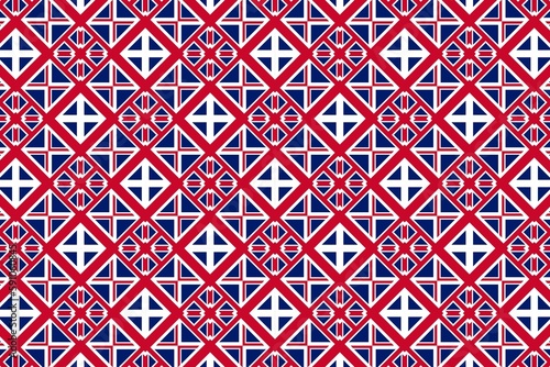 Geometric pattern in the colors of the national flag of United Kingdom. The colors of United Kingdom.