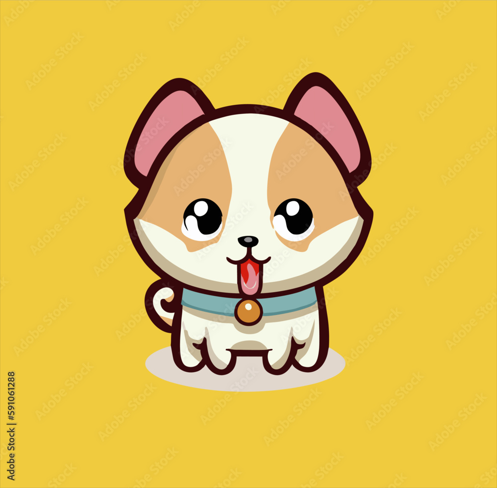 Hand drawn cartoon puppy design, cute character expression and Vector illustration for petshop logo