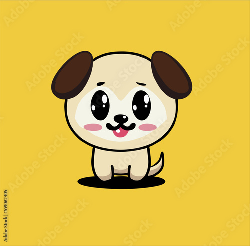 Hand drawn cartoon puppy design, cute character expression and Vector illustration for petshop logo
