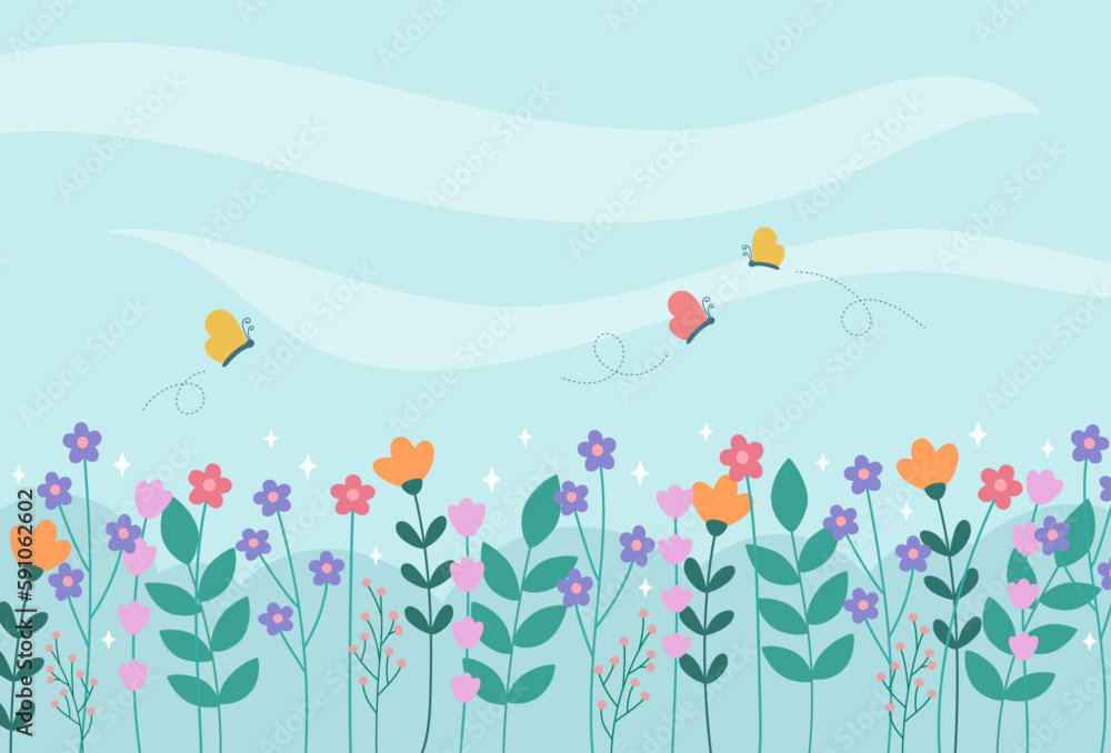 Illustration of spring flowers background Illustration of spring flowers background