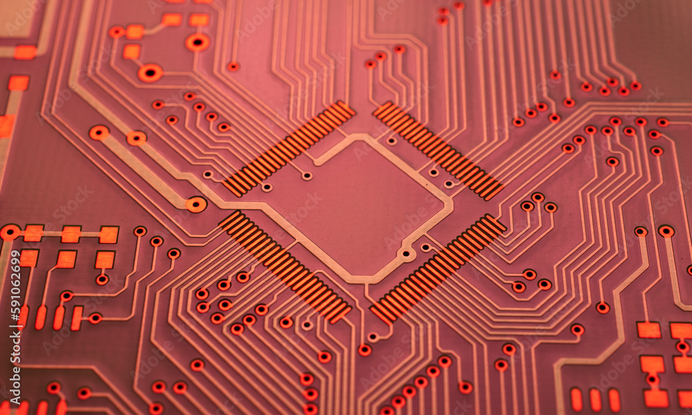 Electronics Track Layout printed circuit board. layout of tracks. Stock Photo | Adobe Stock