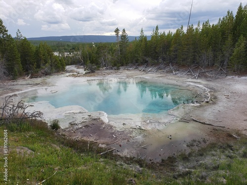 View of the Norris Geyser Basin spring in the Yellowstone National park, Wyoming, USA.