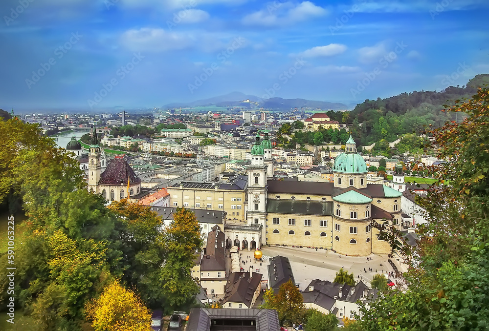 Naklejka premium Historic center of Salzburg, Austria