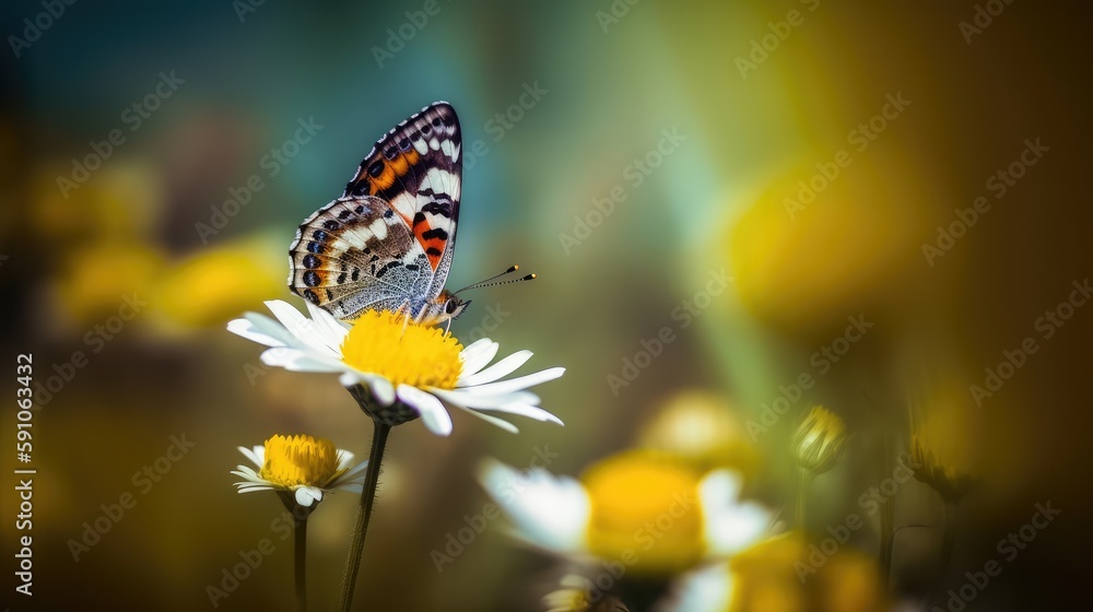 A beautiful butterfly on a flower. Generative AI image