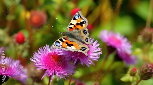 A beautiful butterfly on a flower. Generative AI image © Jan