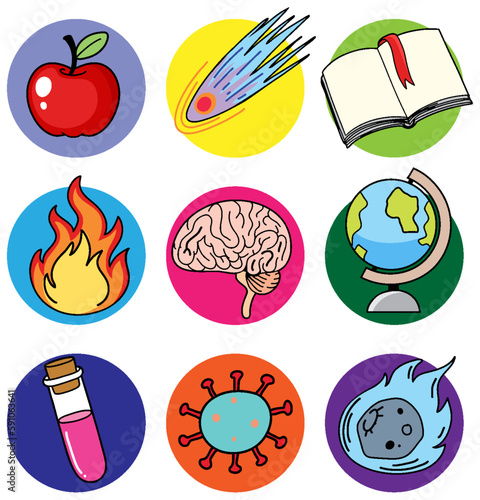 Colorful Science Icons Vector Set