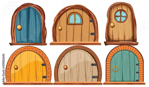 Set of wooden door for fairy tale house decor