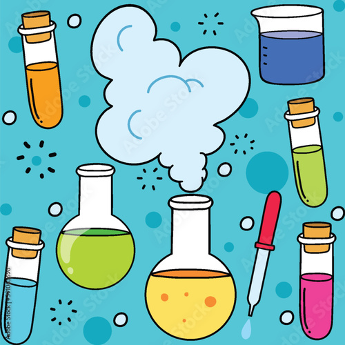 Colorful Science Objects and Icons Vector Set