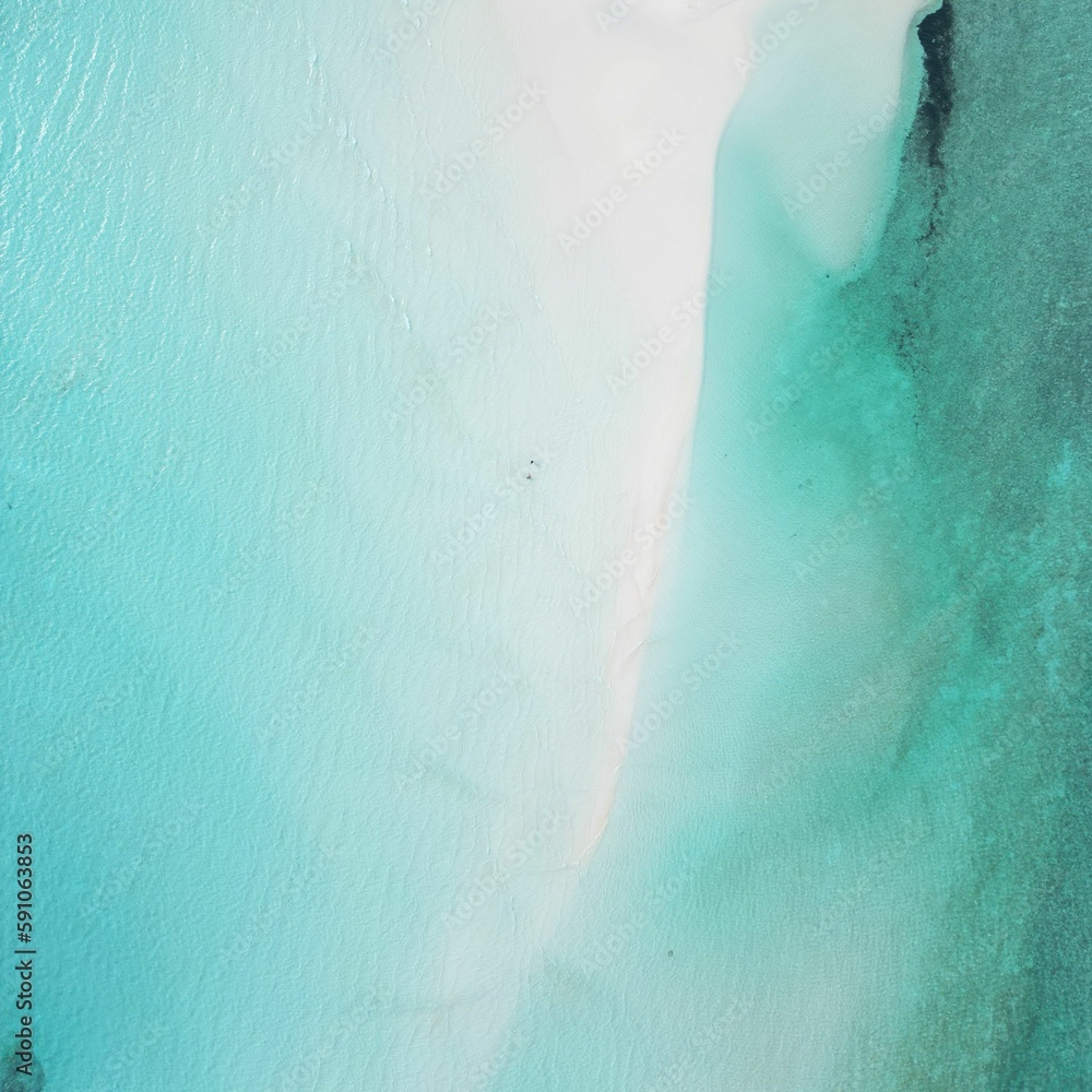 Bird's eye view of the beach with turquoise water