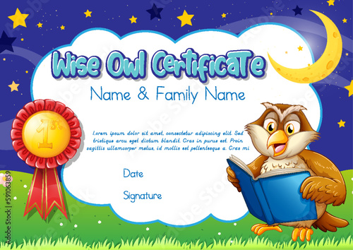 Certificate for kids template with customizable design with playful fonts