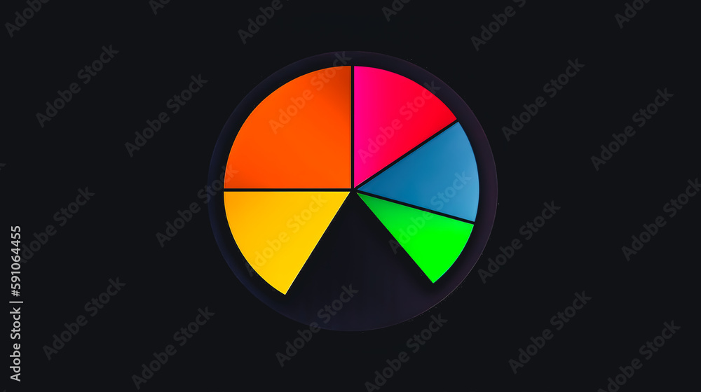 Fototapeta premium A circle divided into pieces of different colors, generative AI.