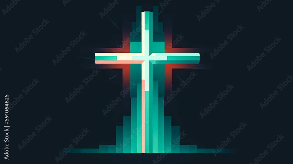 Creative modern illustration with cross, generative AI. Creative modern illustration with cross, generative AI.
