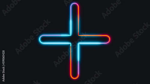 The neon Cross, a symbol of the Christian faith, generative AI.