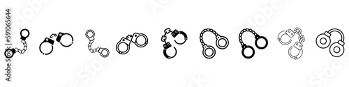 Photography Handcuffs vector icon set