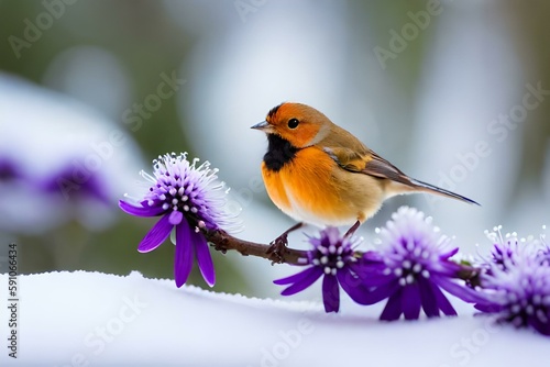 Beautiful bird with bright colors (robin), Generative AI © nali