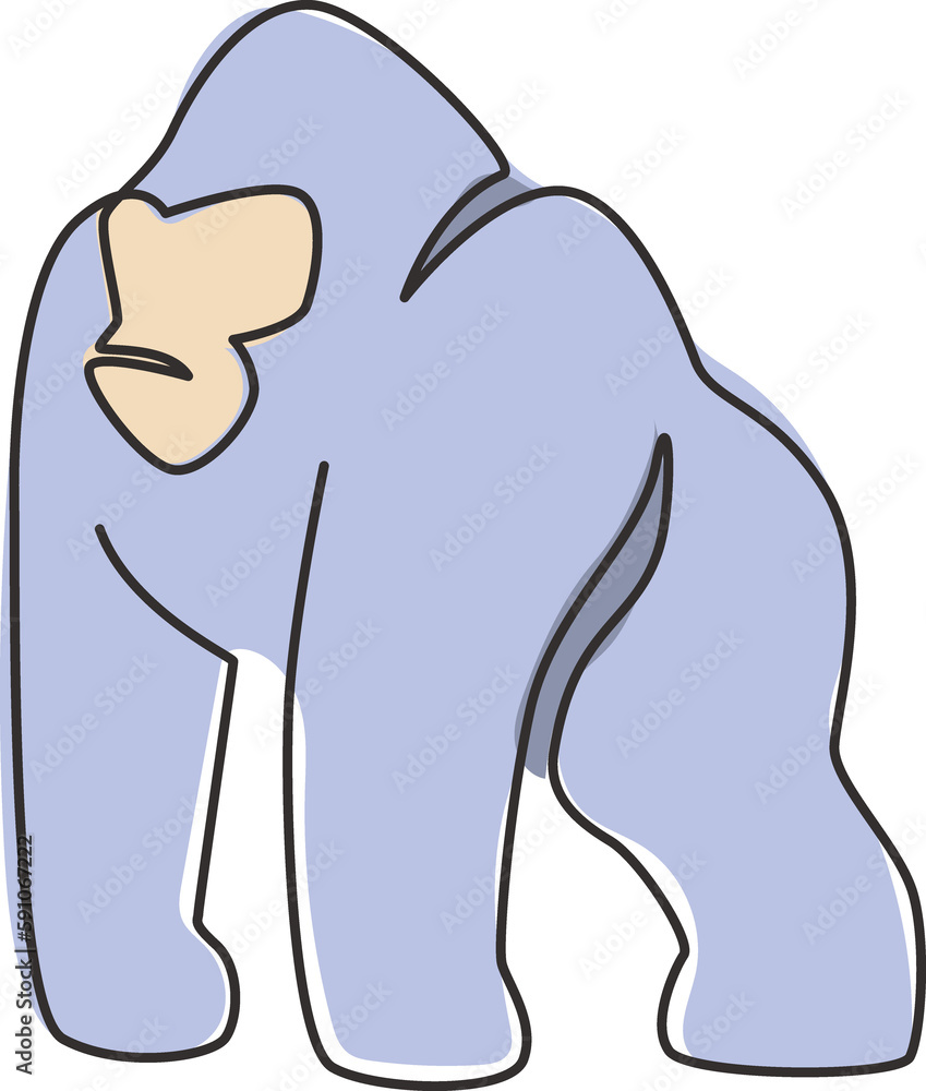 One continuous line drawing of gorilla for national park logo identity. Ape primate animal portrait mascot concept for conservation forest icon. Single line draw design graphic vector illustration One continuous line drawing of gorilla for national park logo identity. Ape primate animal portrait mascot concept for conservation forest icon. Single line draw design graphic vector illustration